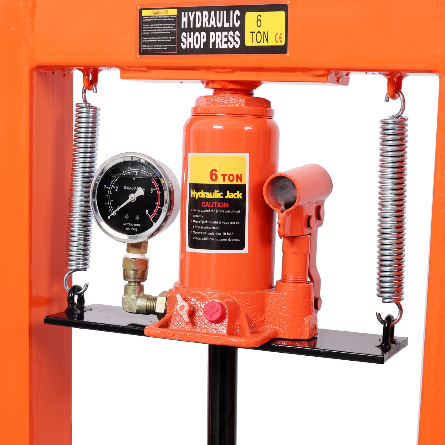 6Ton Bottle Jack Shop Press with Gauge, Bend, Straighten, or Press Parts, Install Bearings, U-Joints, Bushings, Ball Joints, and Pulleys,Orange image 7