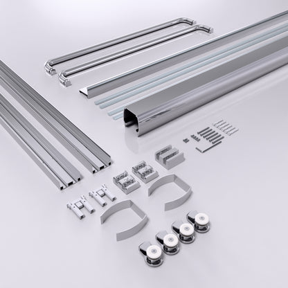 44"-48"W*72" H Semi-Frameless Double Sliding Shower Door, Bypass Shower Door, 1/4" (6mm) Thick SGCC Tempered Glass Door, Chrome image 10