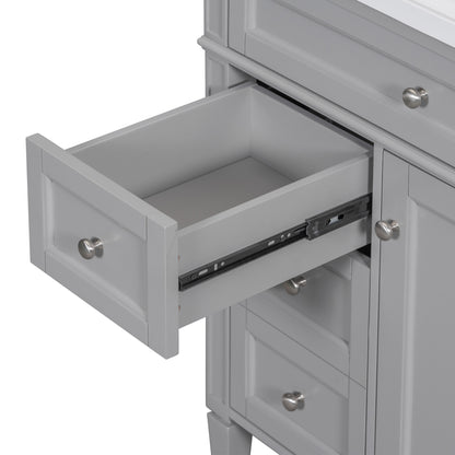 30'' Bathroom Vanity with Top Sink, Modern Bathroom Storage Cabinet with 2 Drawers and a Tip-out Drawer, Single Sink Bathroom Vanity image 11