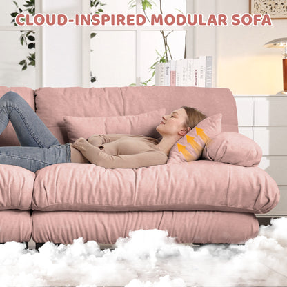 Luxury Modular Sectional Sofa Couch,Oversized L Shaped Cloud Couch for Living Room,Deep Seat Sofa Couch with Convertible Ottoman,Chenille Pink image 6