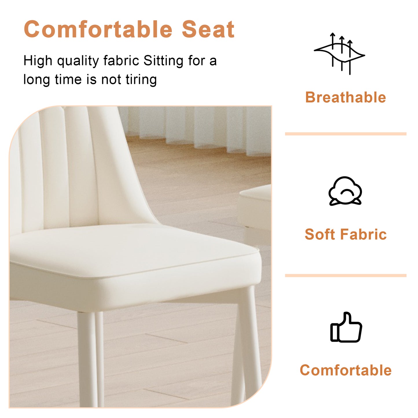 White dining chairs and living room chairs. Metal legs provide strong support, suitable for kitchens, living rooms, and restaurants. image 7