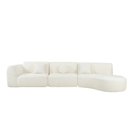 140" Modern Curved Sectional Sofa with High-Density Fully Compressed Sponge and Chaise Lounge, 3-Piece Set, Fully Assembled Right Hand Facing, Perfect for Living Room, Lounge image 11