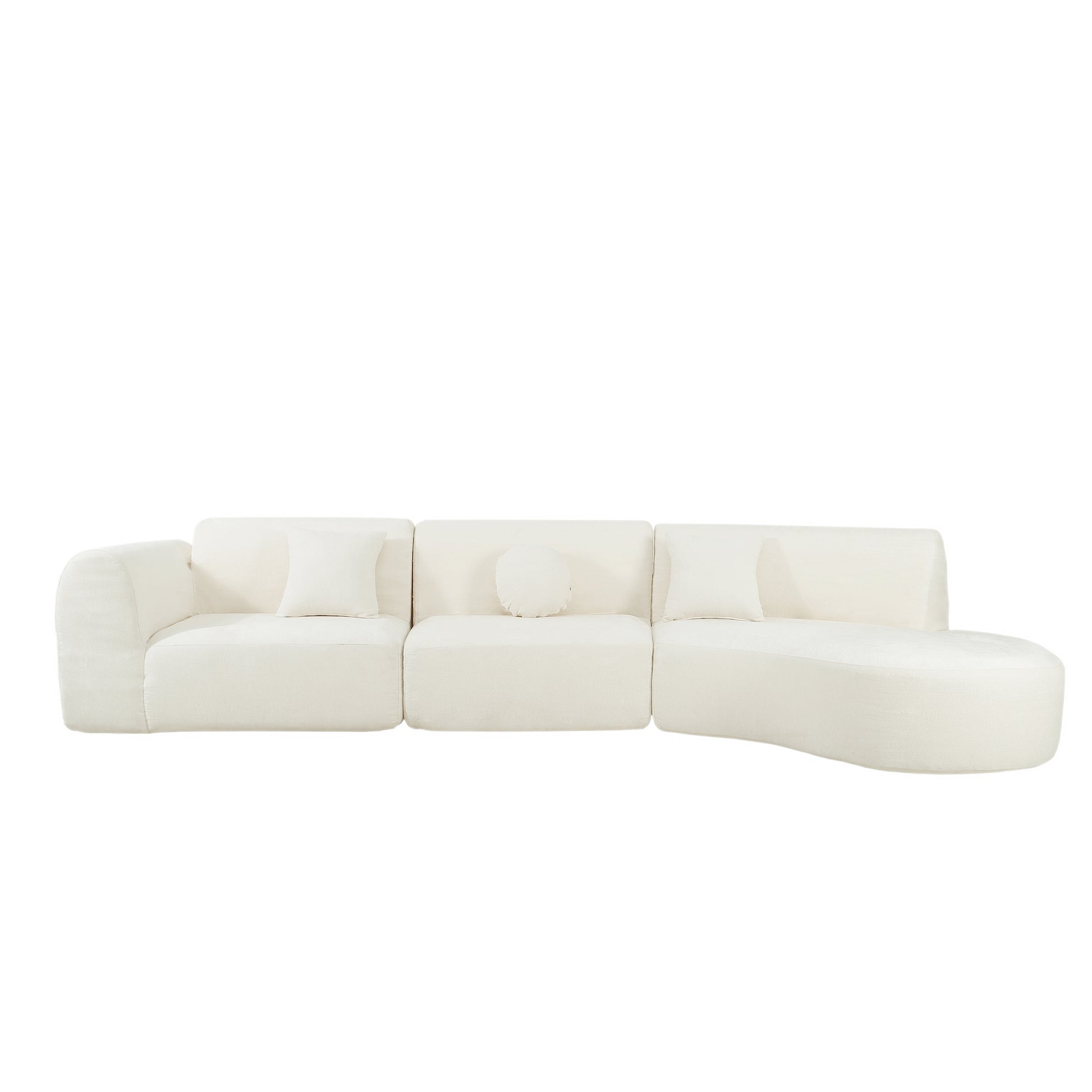 140" Modern Curved Sectional Sofa with High-Density Fully Compressed Sponge and Chaise Lounge, 3-Piece Set, Fully Assembled Right Hand Facing, Perfect for Living Room, Lounge image 11