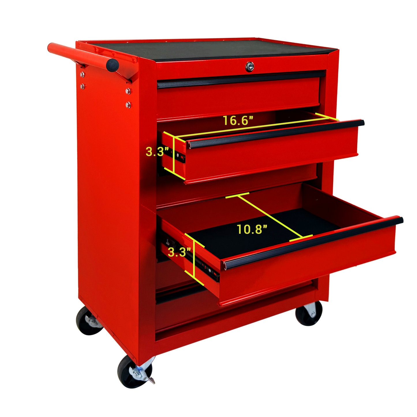 Rolling Metal Tool Chest with 6 Drawers, 20" 6-Drawer Tool Chest Cabinet with Ball Bearing Drawer Slides, Steel Tool Storage Box Organizer -RED image 6