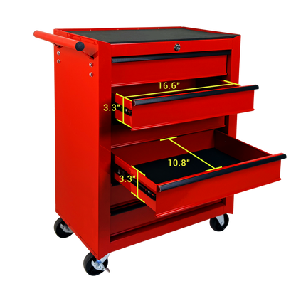 Rolling Metal Tool Chest with 6 Drawers, 20" 6-Drawer Tool Chest Cabinet with Ball Bearing Drawer Slides, Steel Tool Storage Box Organizer -RED image 6