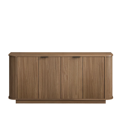 63"Wavy Storage Sideboard, Double-Door Buffet Cabinet with Adjustable Shelves, Suitable for Kitchen, Living Room, Hallway - Versatile Storage (Brown) image 7