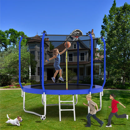 8FT Trampoline with Basketball Hoop, ASTM Approved Reinforced Type Outdoor Trampoline with Enclosure Net image 8