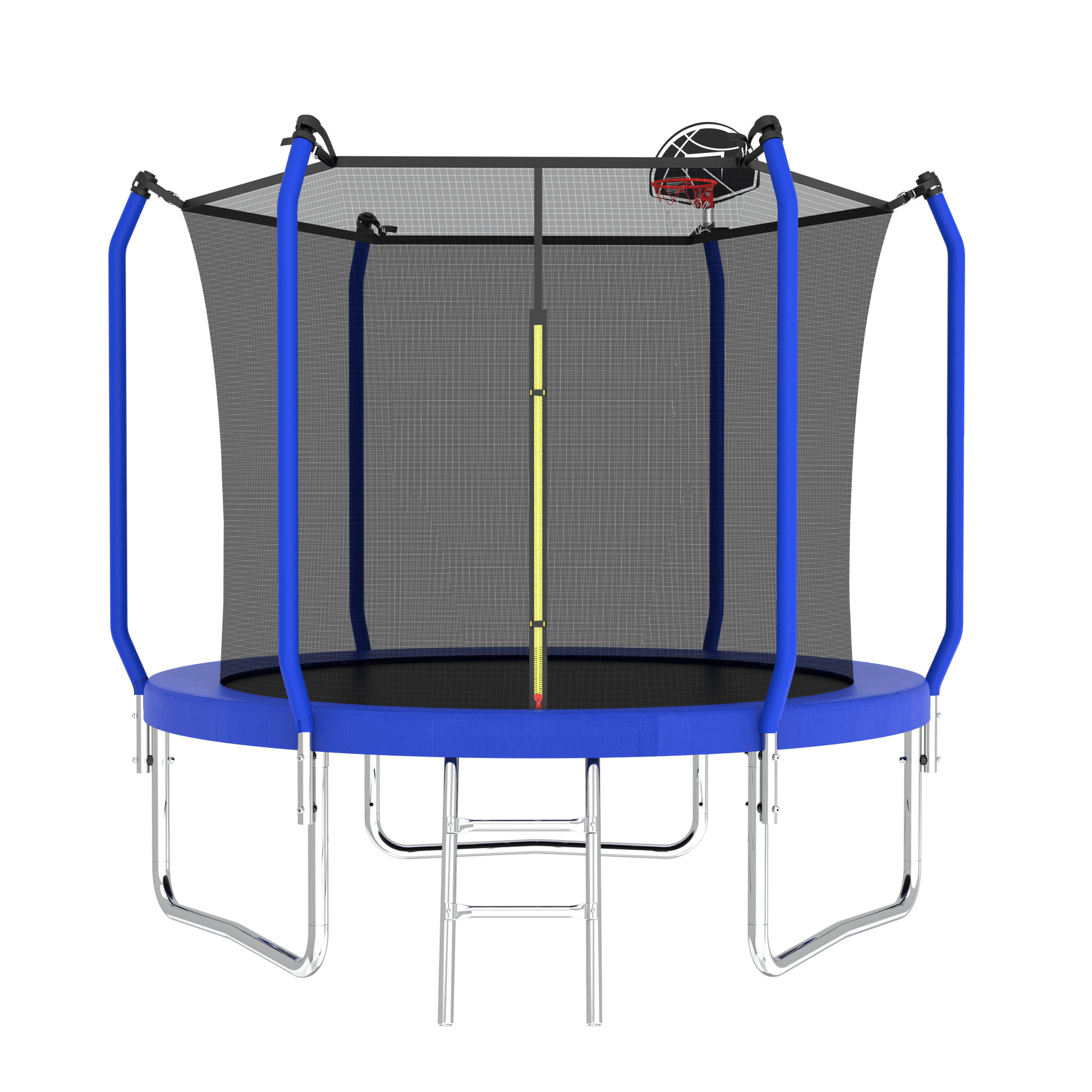 8FT Trampoline with Basketball Hoop, ASTM Approved Reinforced Type Outdoor Trampoline with Enclosure Net image 1