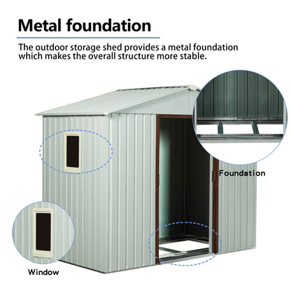 8ft x 4ft Outdoor Metal Storage Shed With window and metal foundation White image 6