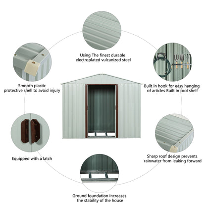 8ft x 4ft Outdoor Metal Storage Shed With window and metal foundation White image 9