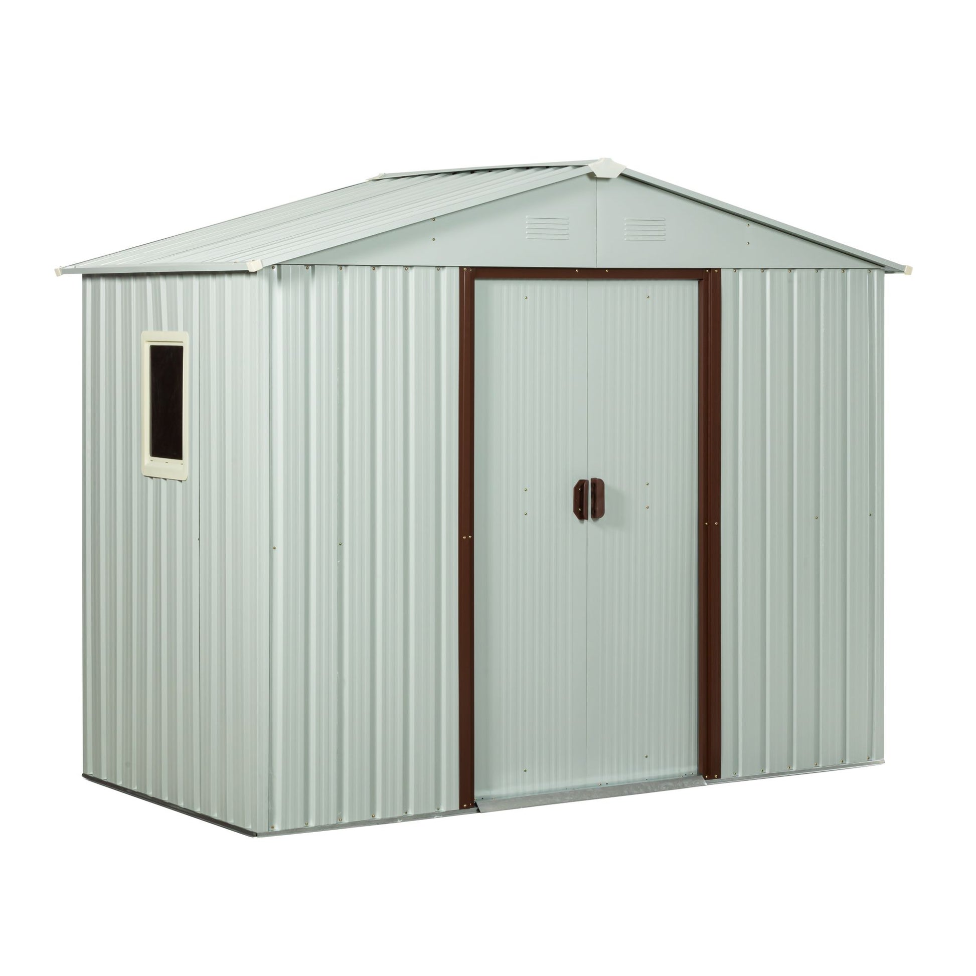 8ft x 4ft Outdoor Metal Storage Shed With window and metal foundation White image 5