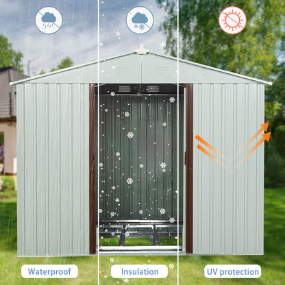 8ft x 4ft Outdoor Metal Storage Shed With window and metal foundation White image 3