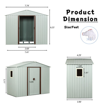 8ft x 4ft Outdoor Metal Storage Shed With window and metal foundation White image 7