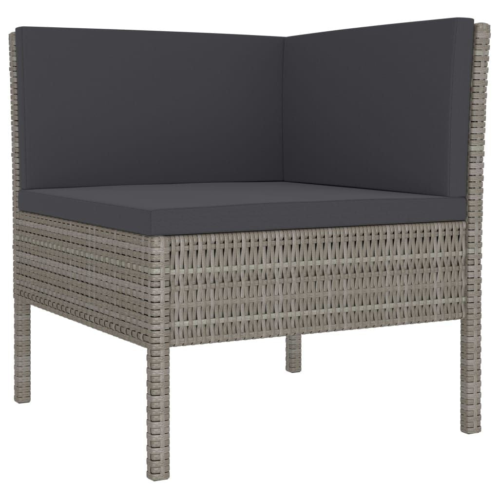 9 Piece Patio Lounge Set with Cushions Poly Rattan Gray image 3