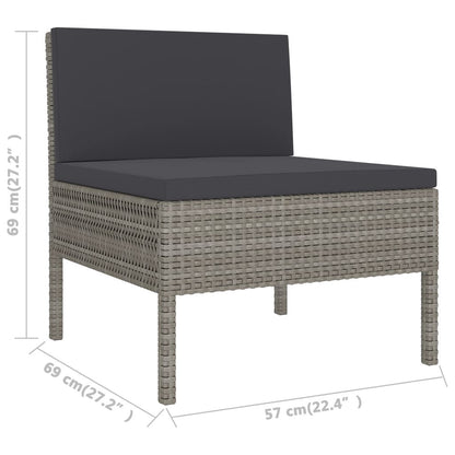 9 Piece Patio Lounge Set with Cushions Poly Rattan Gray image 7