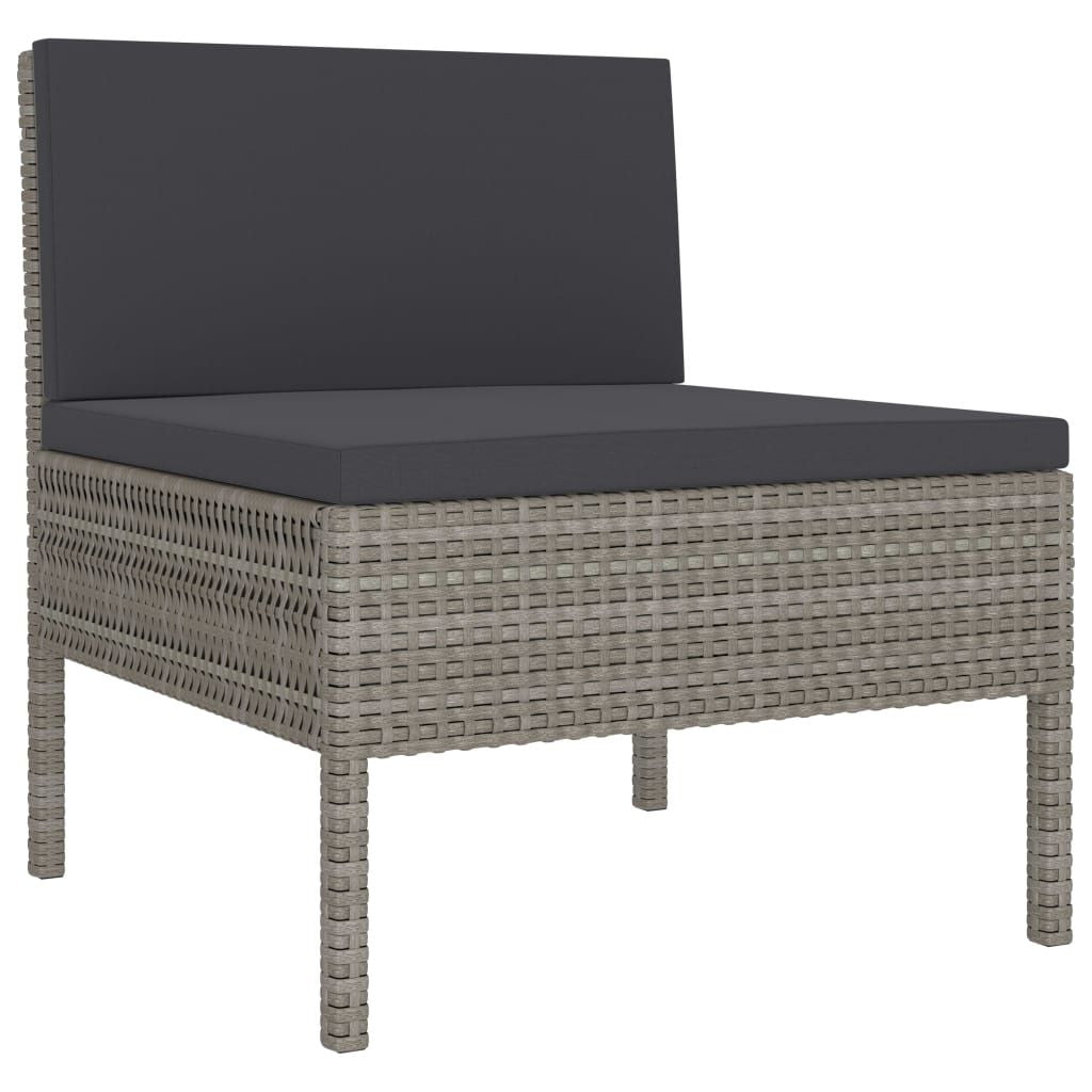 9 Piece Patio Lounge Set with Cushions Poly Rattan Gray image 4