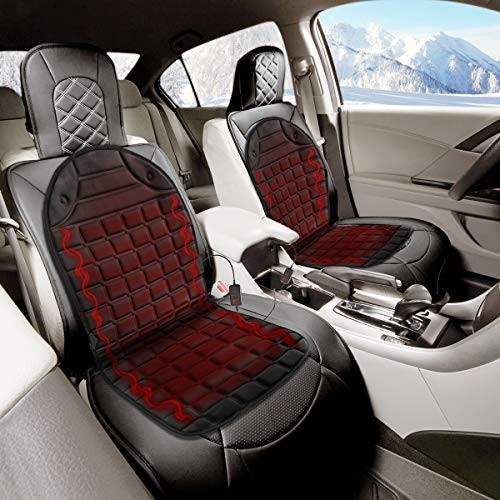Black 12V Heated Seat Cushion with plug