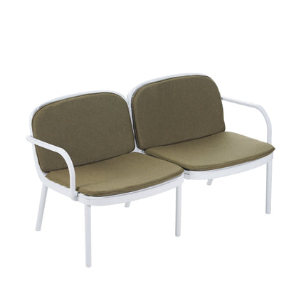 Luna Outdoor Patio PP Loveseat, White Frame with Green Cushion image 7