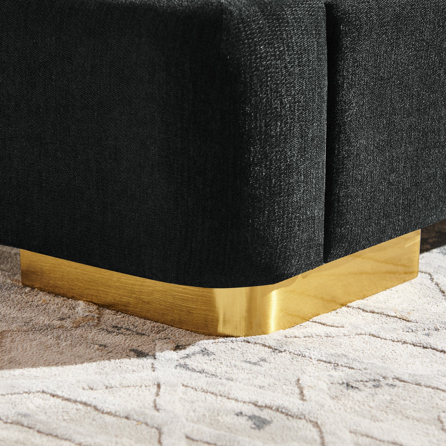 King Size Extra Large Platform Bed, Soft Chenille Fabric Frame, Curved Headboard, Reinforced Electroplated Metal Legs, Flexible DIY Side Space Design-Black image 7