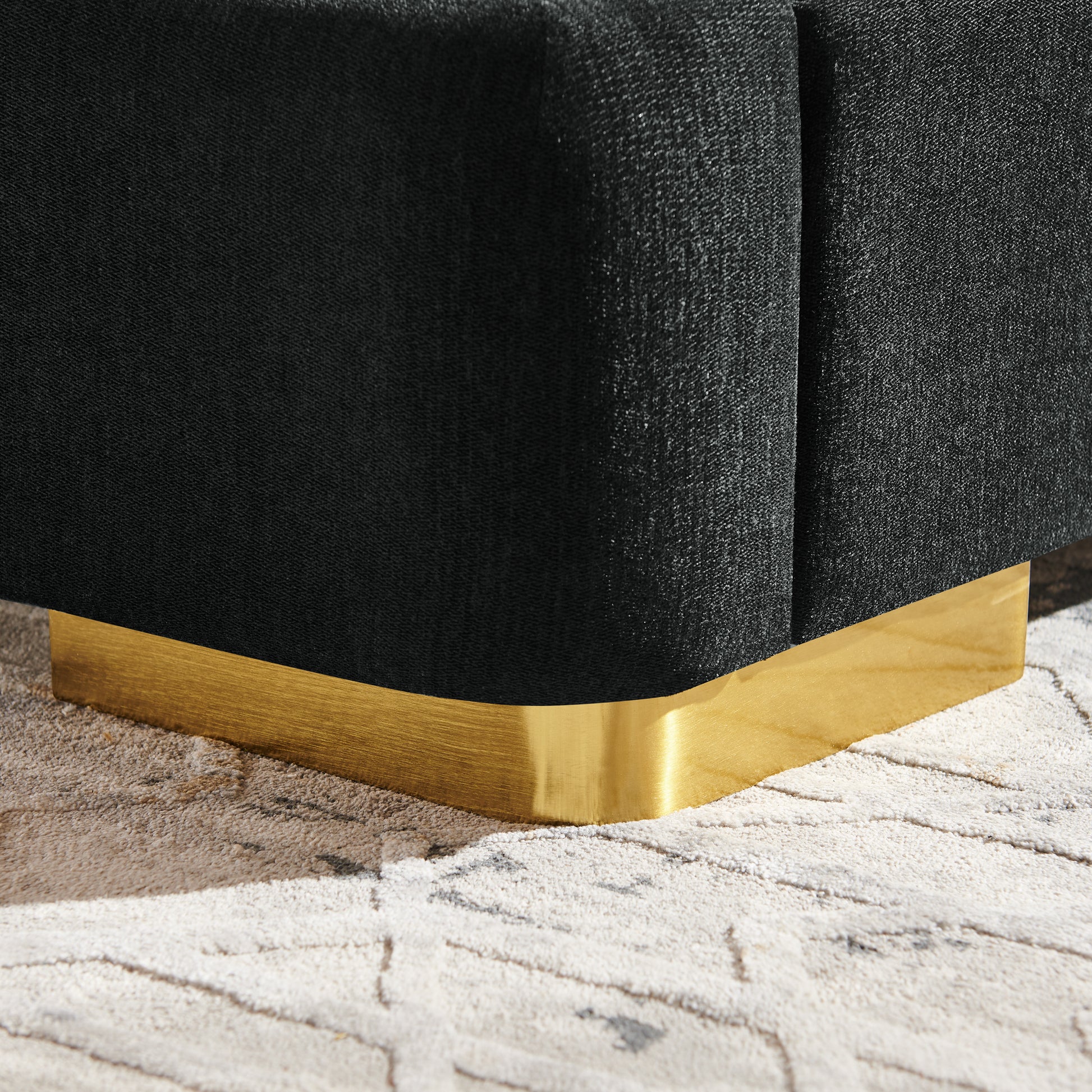 King Size Extra Large Platform Bed, Soft Chenille Fabric Frame, Curved Headboard, Reinforced Electroplated Metal Legs, Flexible DIY Side Space Design-Black image 7
