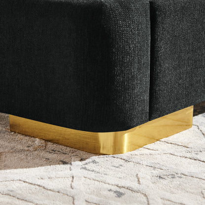King Size Extra Large Platform Bed, Soft Chenille Fabric Frame, Curved Headboard, Reinforced Electroplated Metal Legs, Flexible DIY Side Space Design-Black image 7