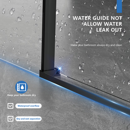 56-60" W × 72" H Frameless Sliding Shower Door,Waterproof Glass Shower Door with Upper Soft Closing System, 5/16" (8mm) Tempered Glass,Double Side Easy Clean Coat,Matte Black image 9