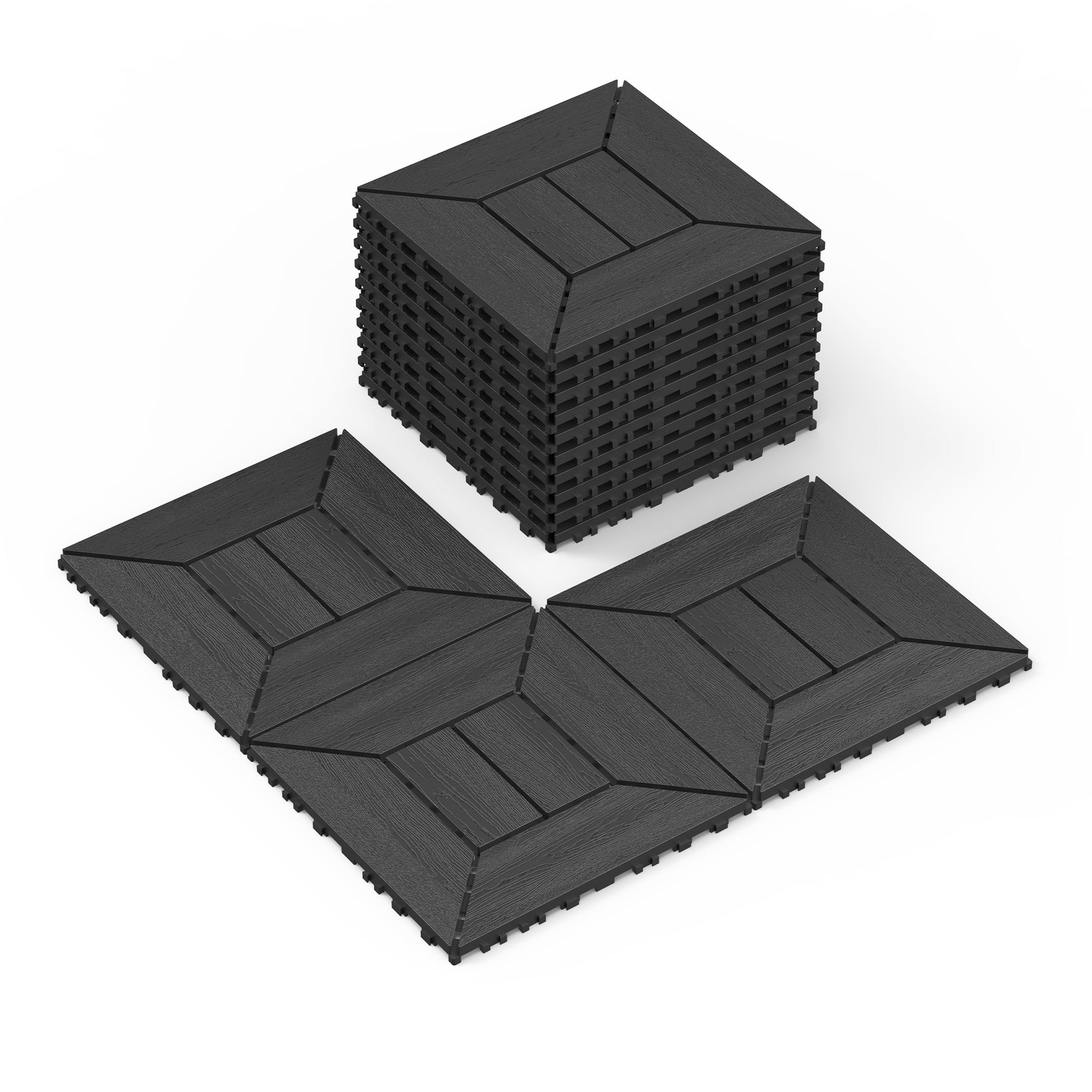 New 12 inch balcony deck tiles, DIY interlocking deck floor tiles, indoor and outdoor floor tiles, easy to install patio tiles, suitable for poolside balcony, backyard, 44 pieces dark gray image 2