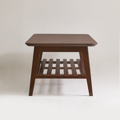 Wooden Coffee Table with Storage Shelf, Mid-Century Rectangular Center Table for Living Room,Walnut Brown image 12