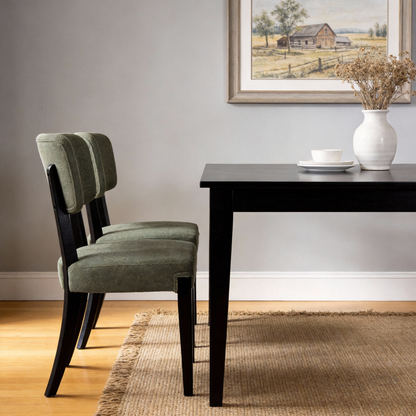 Modern Armless Dining Chairs Set of 2, Green, Contemporary Side Chairs with Wood Legs - Versatile Accent Chairs for Dining Room, Kitchen, or Living Room image 8