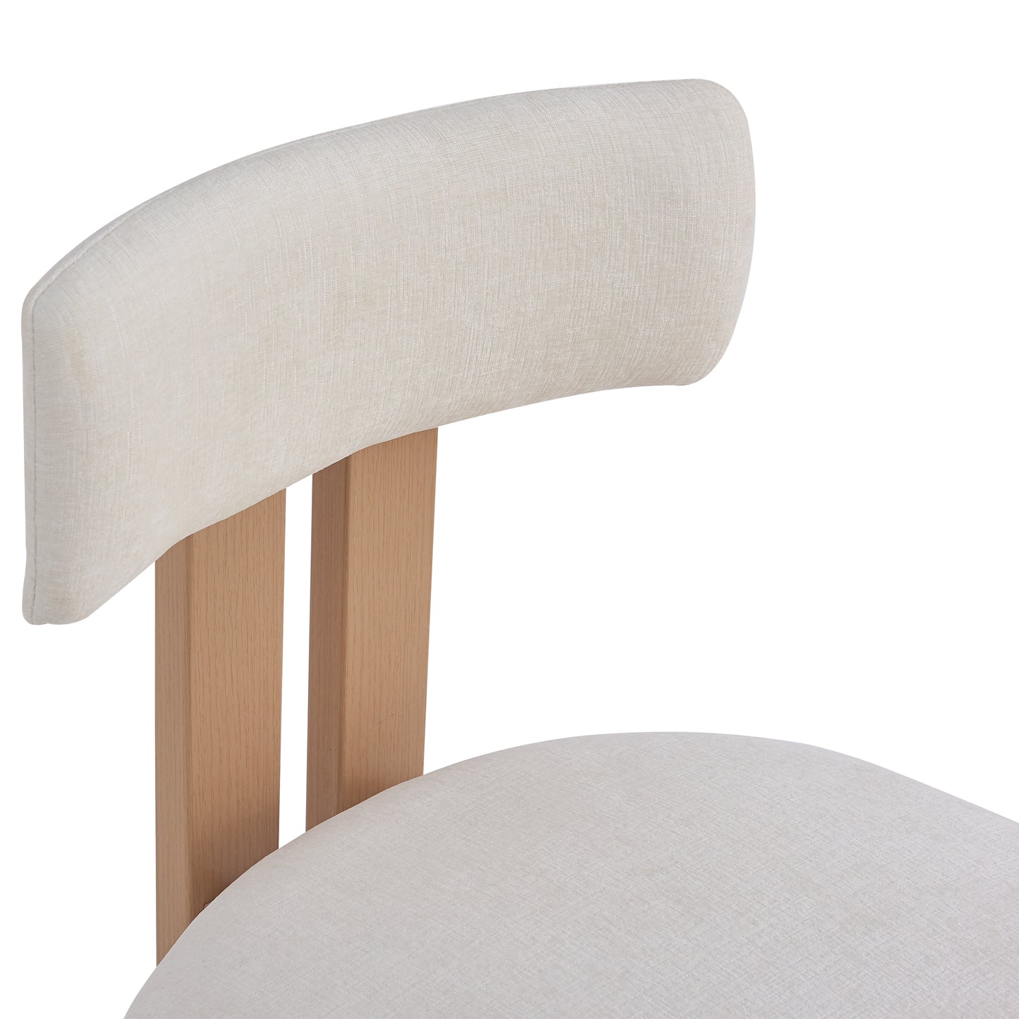 26.5'' Stylish Round Stools with Low Back - Comfortable Upholstered Seat & Natural wood color Metal Frame for Kitchen & Dining image 10