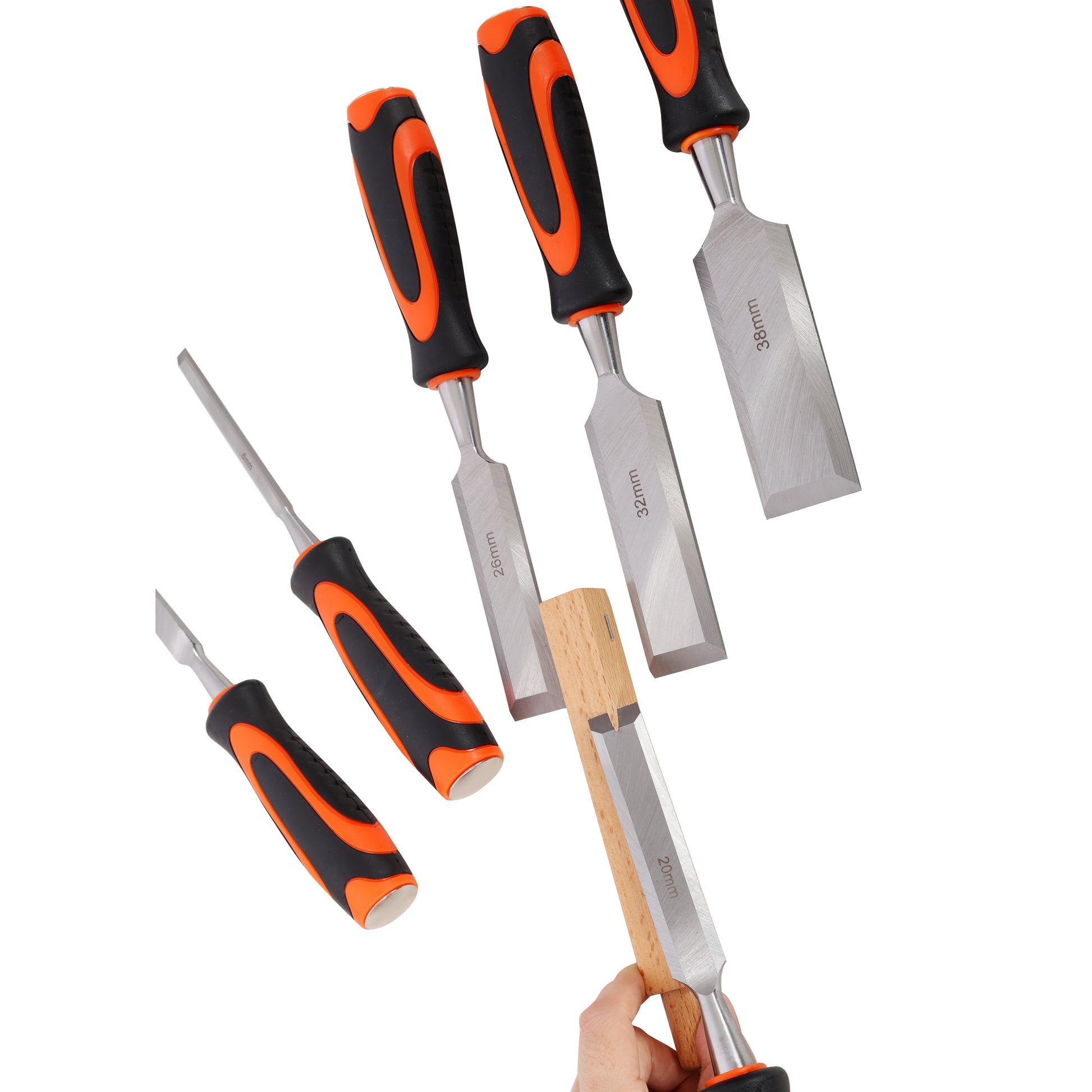 10Pcs Premium Wood Chisel Set – 6 Wood Chisels, 1 Honing Guide, 1 Sharpening Stone & 2 Carpenter Pencils,45# Carbon Steel Blades image 9