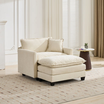 Cloud Sofa one Seat (Armrests are not included), Modern Sectional Couch, for Living Room Bedroom and Apartment, Comfy Double Layer Upholstered Seat Cushion, Breathable Chenille Fabric, Beige image 6