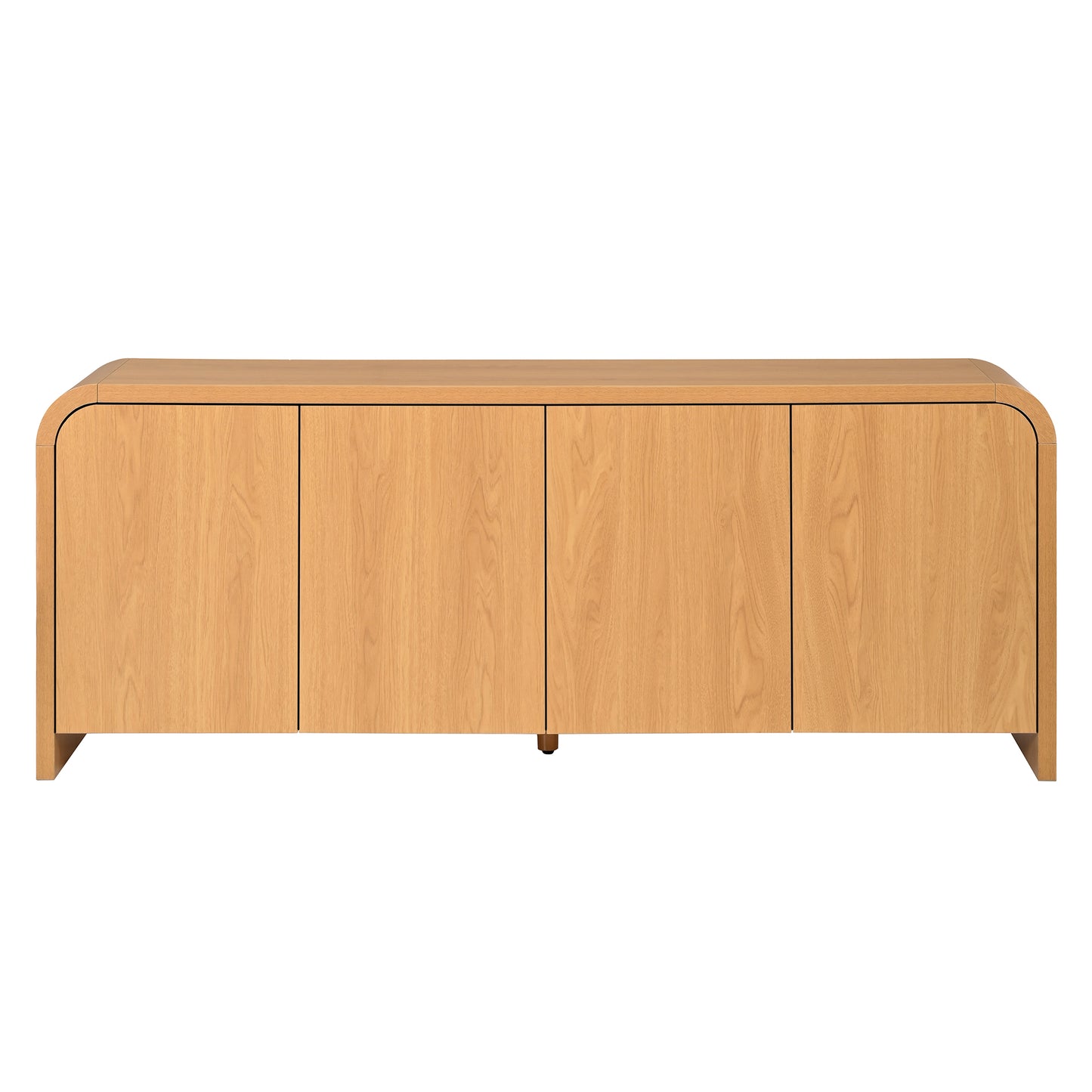 Farmhouse Curved Edge TV Stand with Large Cabinets for TVs up to 70", Minimalist Wood Grain Media Console with Cable Management, Mid Century TV Cabinet with Adjustable Shelves for Living Room, Natural image 10