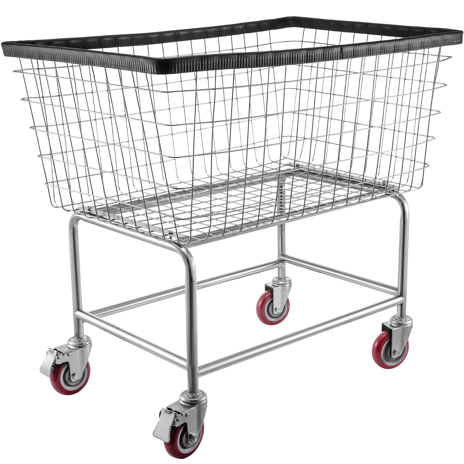 Wire Laundry Cart, 4.5 Bushel Wire Laundry Basket with Wheels, 35''x15.7''x22'' Commercial Wire Laundry Basket Cart, Steel Frame with Chrome Finish, 5'' Casters, Wire Basket Cart for Laundry image 8