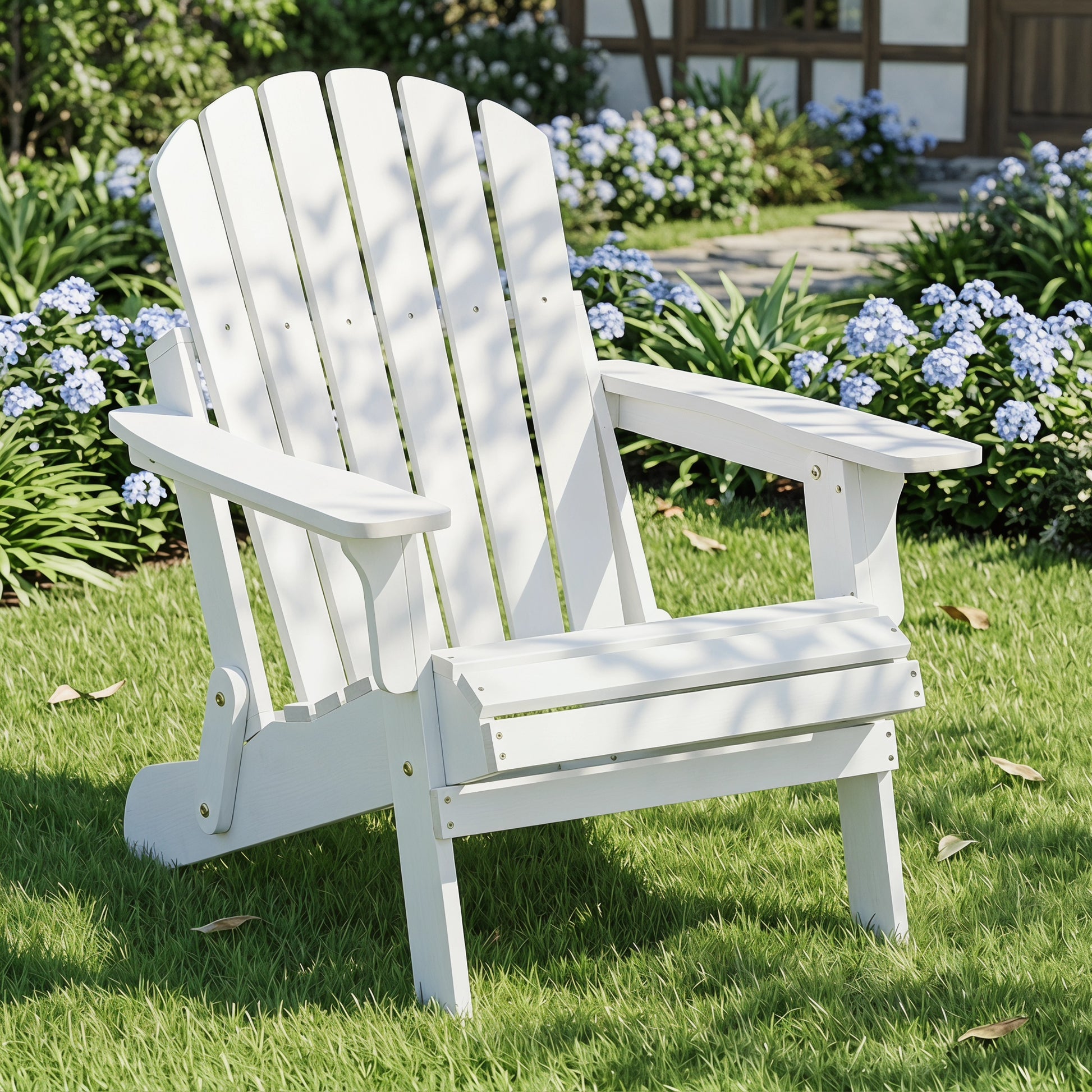 Oversize Wooden Outdoor Folding Adirondack Chair with Pre-Assembled BackRest & SeatBoard, Wood Patio Chair for Garden Backyard Porch Pool Deck Firepit image 1