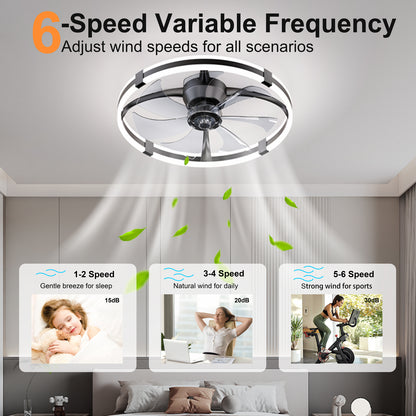 23.6'' LED Ceiling Fan Light Remote DC Motor Aluminum Body 6-Speed Infinite Dimming LED fan light for bedroom living room image 4