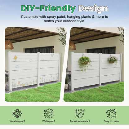 50" W x 49" H Outdoor Privacy Screen, Air Conditioner Fence, All-Weather Vinyl Privacy Fence Screens with Aluminum Posts, 2 Panels, White image 10