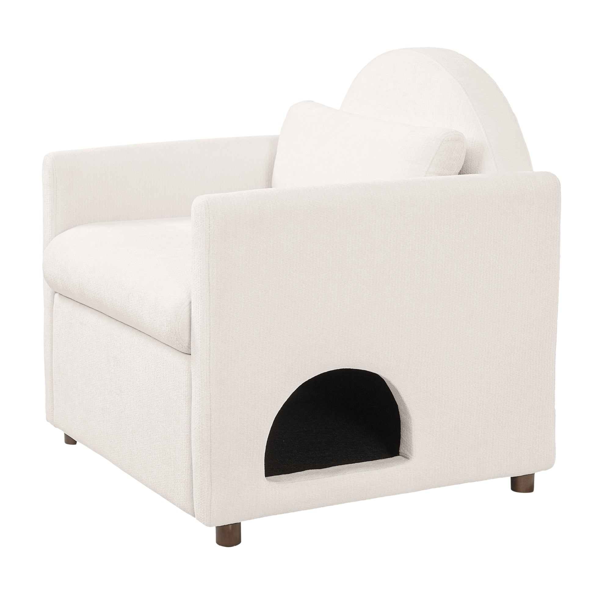Beige Pet Friendly Accent Chair with Hidden Pet Nook, Acacia Wood Legs, 220lbs Weight Capacity, Modern Upholstered Armchair for Living Room image 7