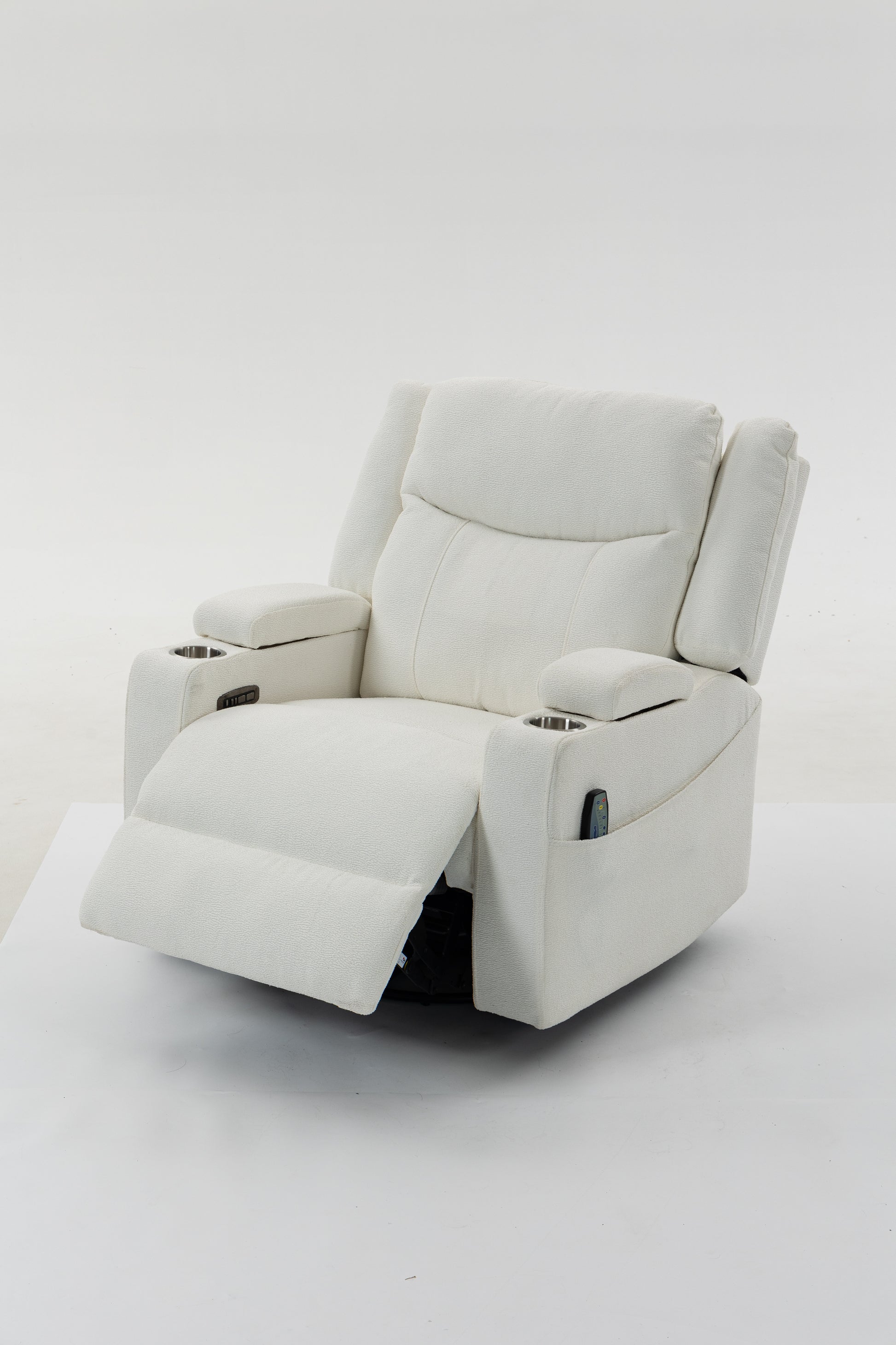 Extra Wide Power Recliner Chair 270° Swivel with Heat Massage - USB & Type C Charging Port - Velvet Swivel Reclining Chair for Living Room Bedroom Office image 6