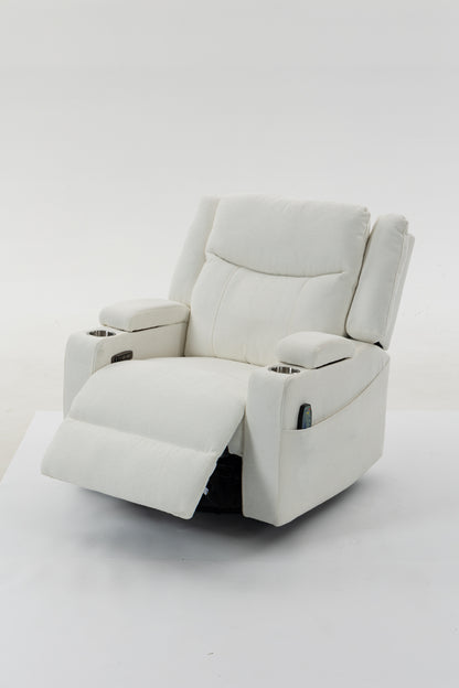 Extra Wide Power Recliner Chair 270° Swivel with Heat Massage - USB & Type C Charging Port - Velvet Swivel Reclining Chair for Living Room Bedroom Office image 6