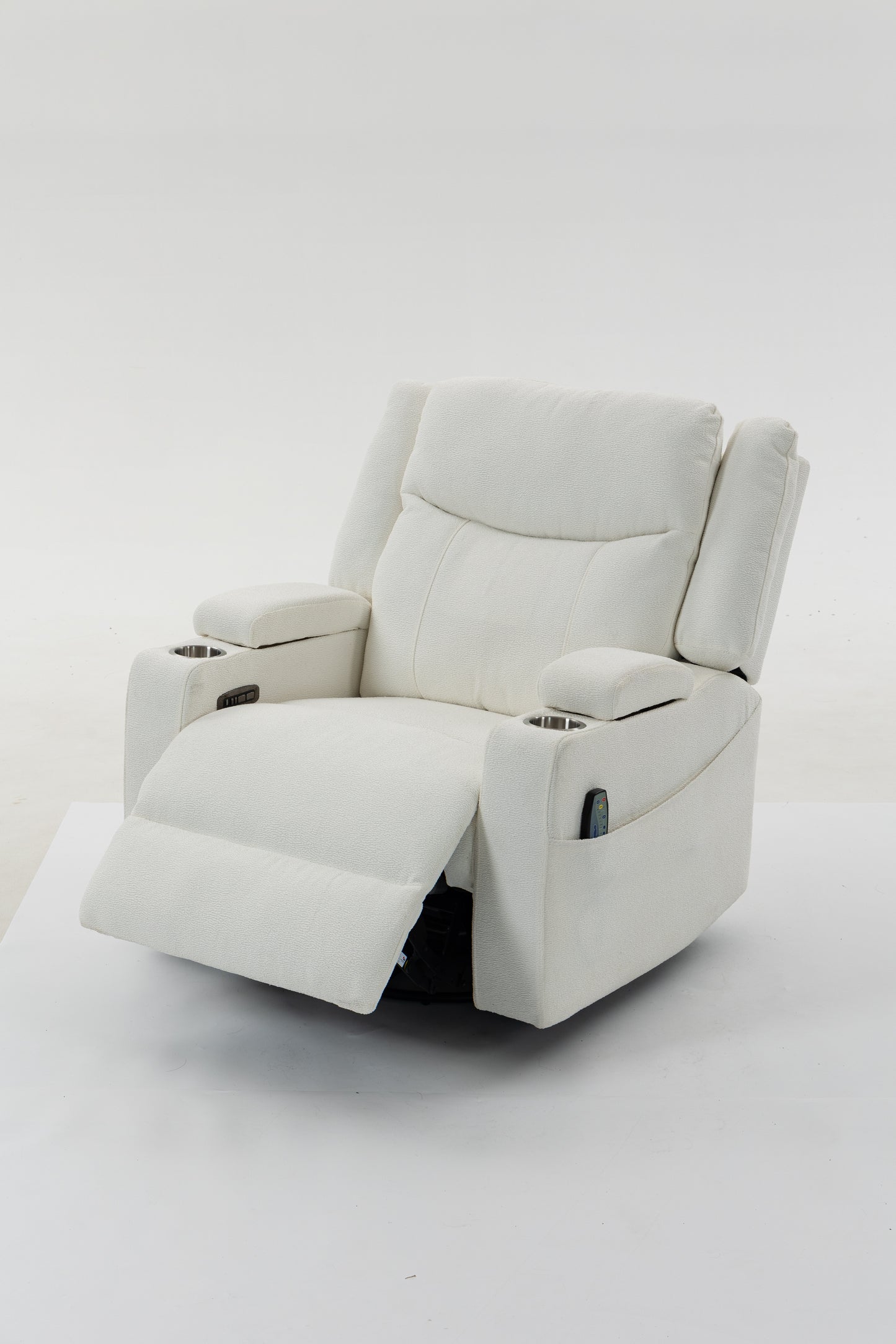 Extra Wide Power Recliner Chair 270° Swivel with Heat Massage - USB & Type C Charging Port - Velvet Swivel Reclining Chair for Living Room Bedroom Office image 6