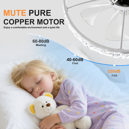 23.6" Ceiling Fans with Lights Remote and APP Control, Dimmable 3-Color and 6-Speed quiet DC Motor, WHITE Ceiling Fan for Bedroom Living Room image 5
