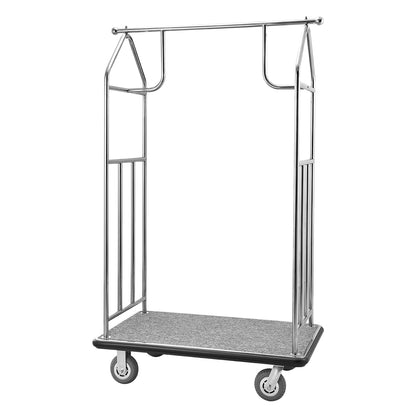 Hotel Luggage Cart 800 LBS Brushed Stainless Steel Finish Bellman's Cart - Front View