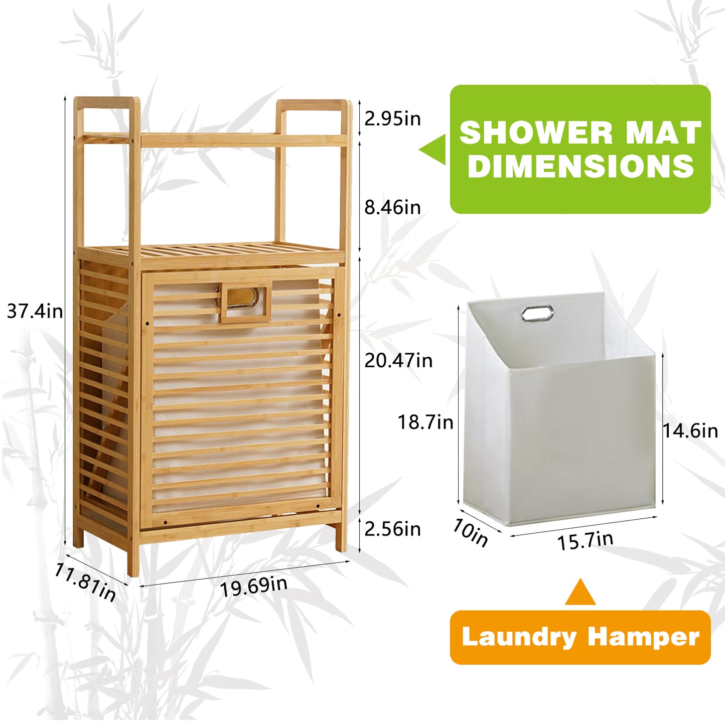 Laundry Hamper with 2-Tier Shelves & Tilt Out Basket, Laundry Baskets Organizer Hampers Bathroom Storage Shelf for Laundry Room, Bathroom, Nursery, Bedroom, Guest Room, Closet (2 Tier - Large) image 2