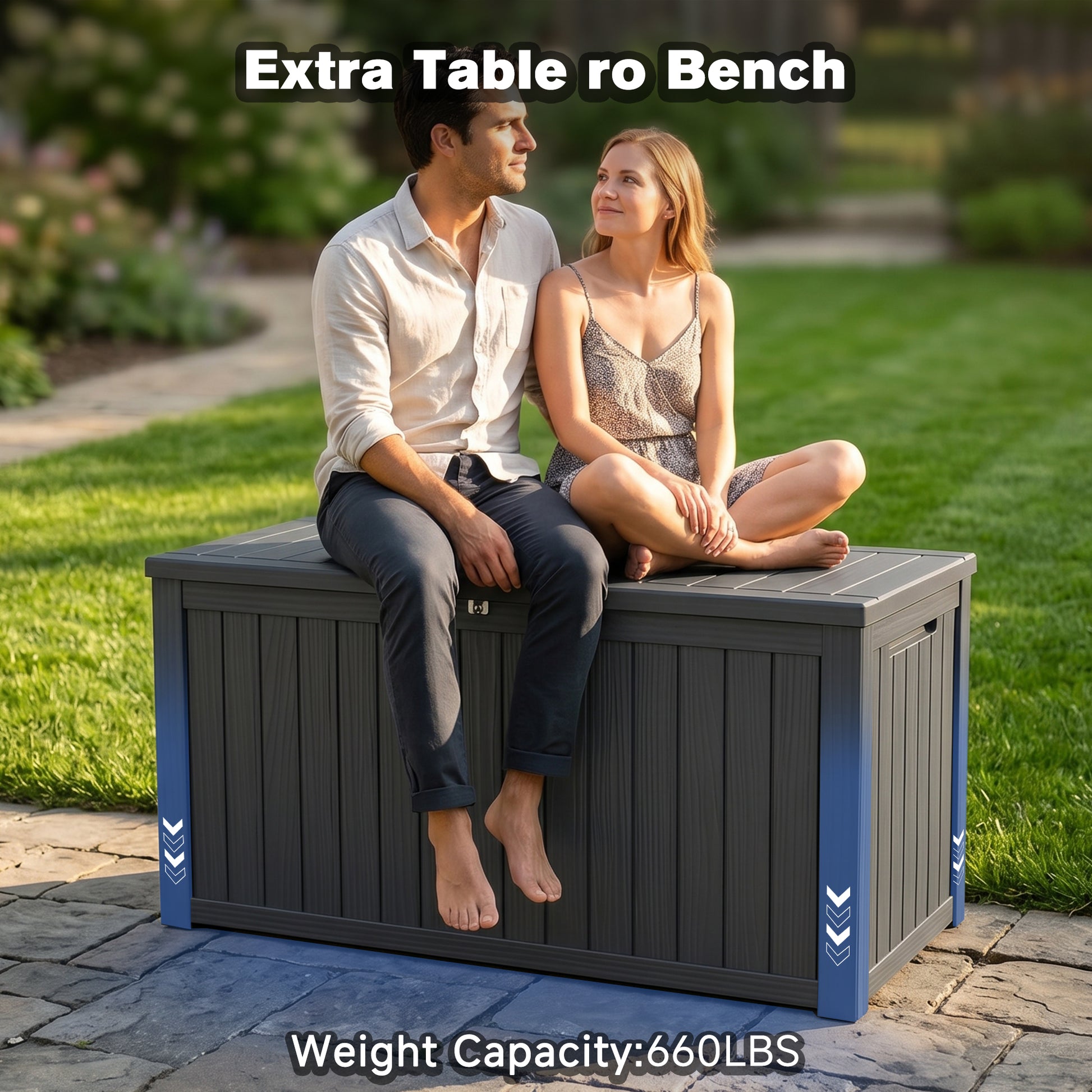 180 Gallon Large Outdoor Storage XXL Deck Box for Patio Furniture, Outdoor Cushions, Garden Tools and Sports/Pools Equipment, Waterproof Resin, Lockable, Black image 8