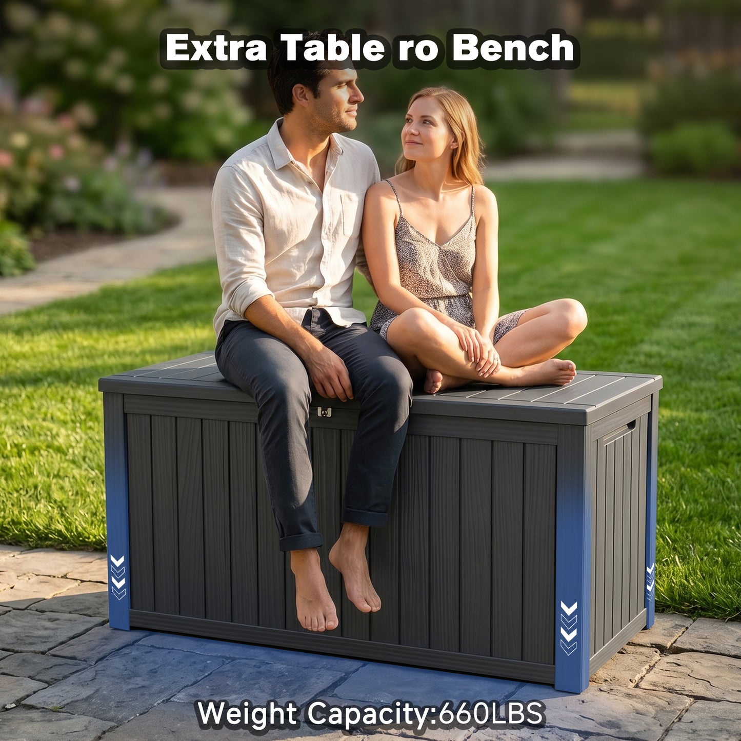 180 Gallon Large Outdoor Storage XXL Deck Box for Patio Furniture, Outdoor Cushions, Garden Tools and Sports/Pools Equipment, Waterproof Resin, Lockable, Black image 8