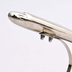 Decorative Retro Aluminum Airplane Sculpture – 8x8x6"  Nickel-Finished Table Accent