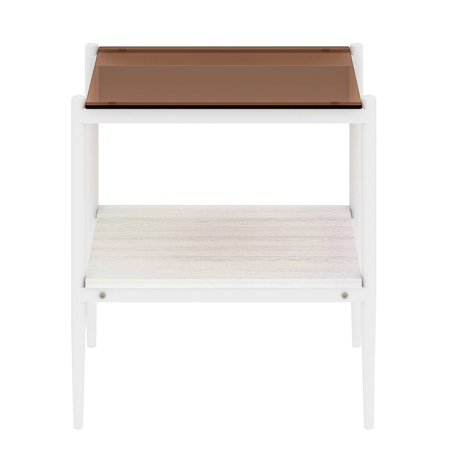 Set of 2 Rectangle End Table, Tempered Glass Tabletop with MDF layer, Modern Table for Living Room, Brown Glass image 11