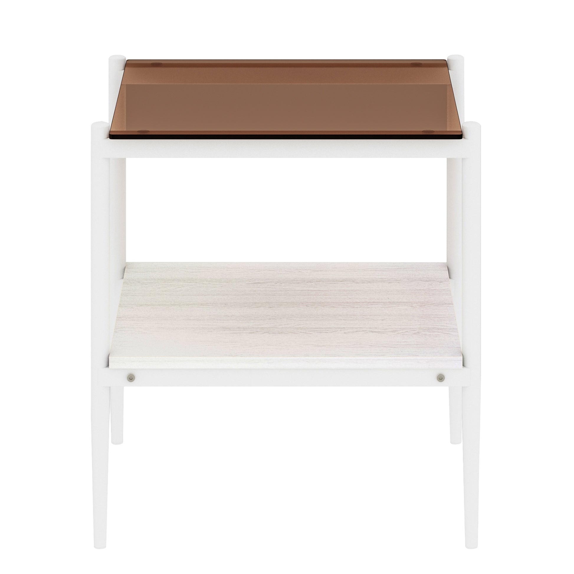 Set of 2 Rectangle End Table, Tempered Glass Tabletop with MDF layer, Modern Table for Living Room, Brown Glass image 11
