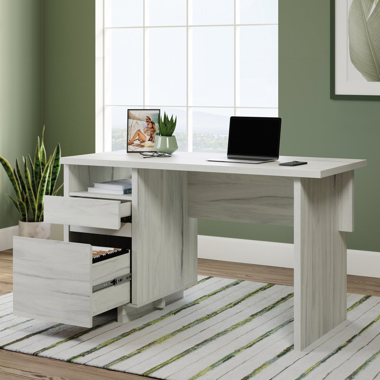 Desk with File Drawer, White finish image 3